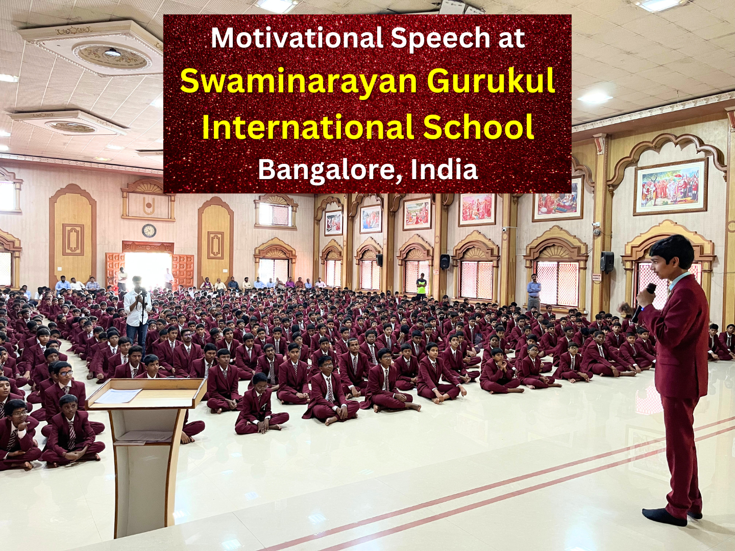 Akash Vukoti motivational speech at Swaminarayan Gurukul International School Bangalore