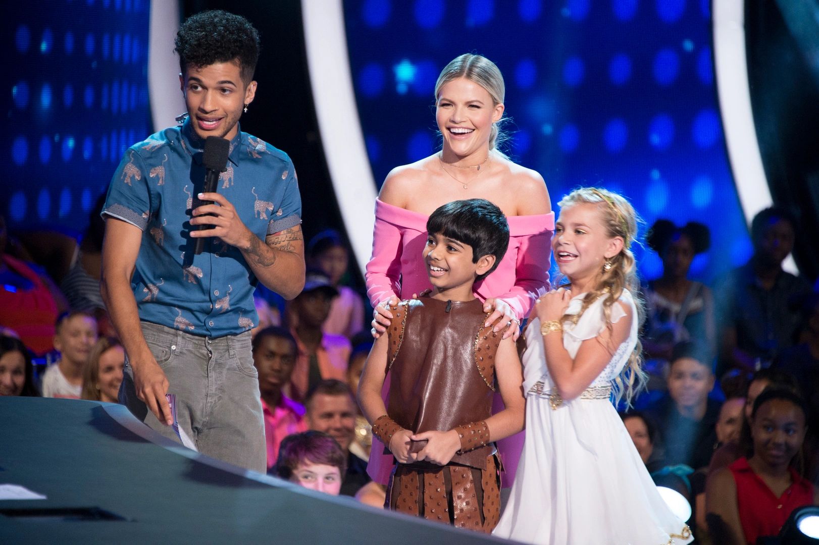 Akash Vukoti with Witney Carson in Indian clothes on DWTS Juniors