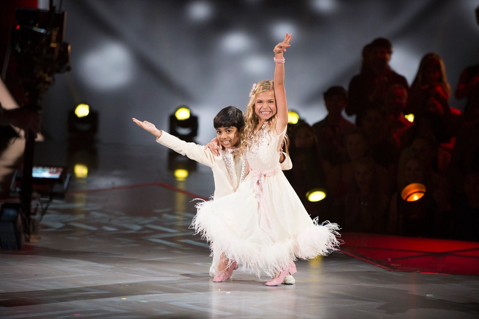 Akash Vukoti with Witney Carson after Hercules performance on DWTS Juniors