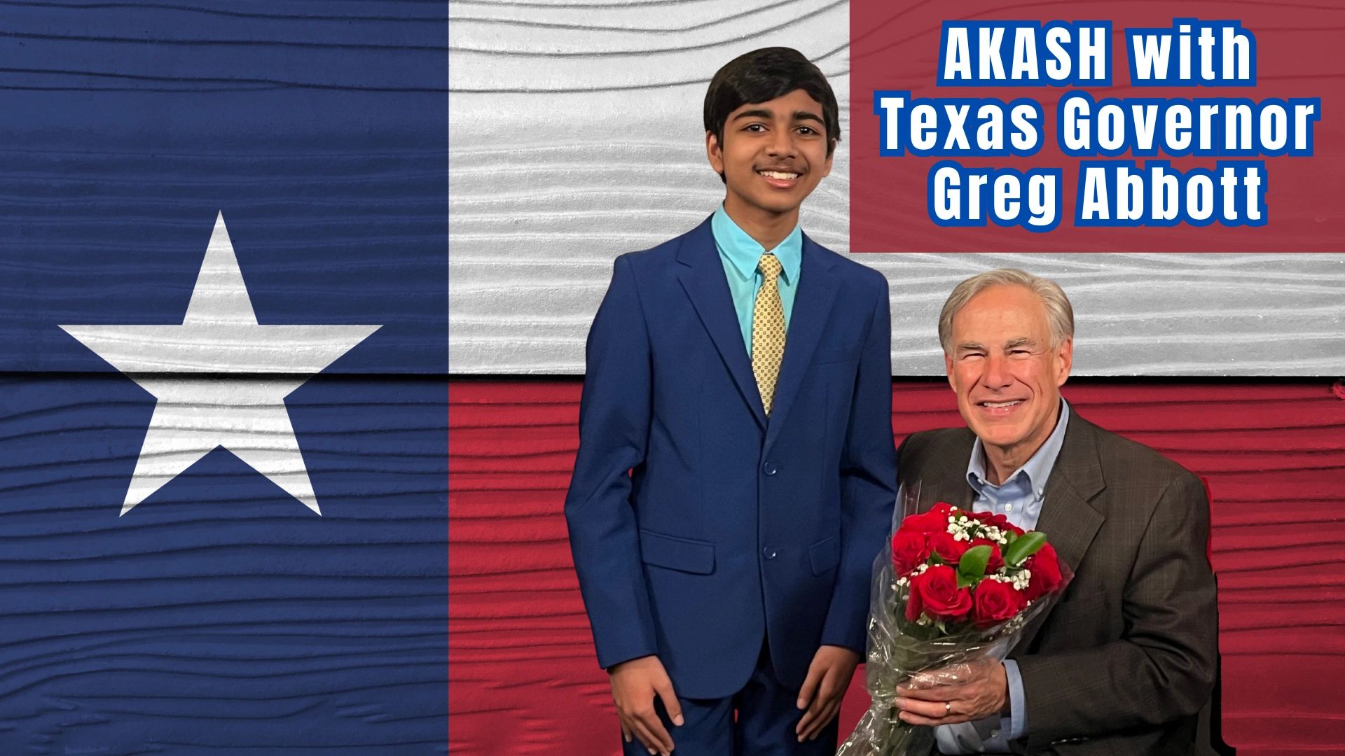 Akash Vukoti with Texas Governor Greg Abbott