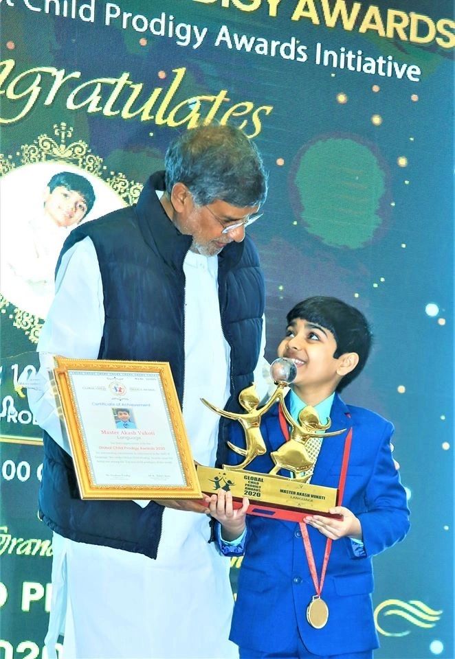 Akash Vukoti with Kailash Satyarthi at GCPA